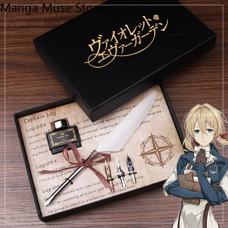 Vintage Collectible Pens - ชุดปากกาขนนกสไตล์วินเทจ คอสเพลย์ ไวโอเล็ต เอเวอร์การ์เดน ฟิกเกอร์อนิเมะ ของเล่น