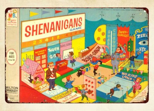 Vintage Collectibles Store - ป้ายโลหะ Shenanigans Board Game 1964 ของสะสมวินเทจ