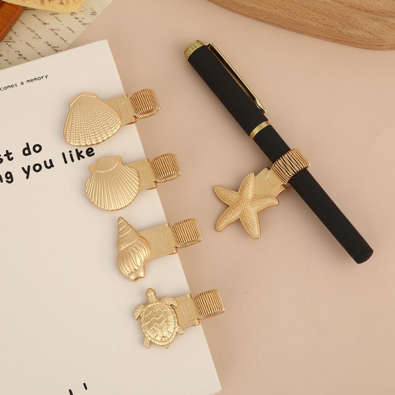Vintage Collectible Pens - คลิปหนีบปากกาโลหะรูปเต่าทะเลสไตล์วินเทจ พร้อมสปริง สำหรับหนังสือบันทึก สมุดบันทึก ของสะสม